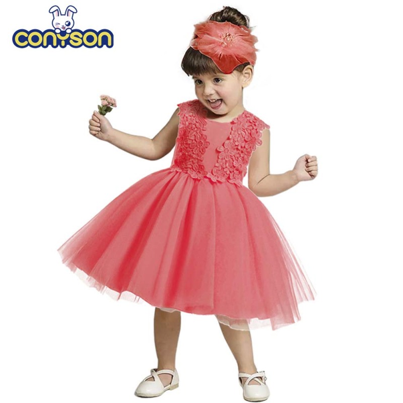 Conyson Fashion Children baby girl summer Clothes Baby's First Birthday Lace dress Girls Sleeveless party dress