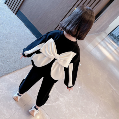 Conyson Latest fashion Designers Non-hooded Long Sleeves Cute bowknot baby girl clothes Track Cartoon kids autumn Clothing Sets