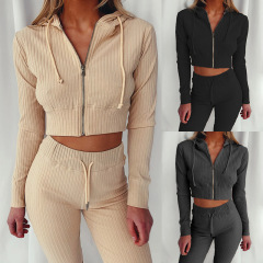 2023 Hot Sale New Design Fitness Spring Matching Sets Plus Slim Street Sexy Long Sleeve Luxury Sweatsuit exercise women 2pcs Set