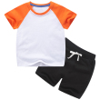 White orange + black color matching short T suit