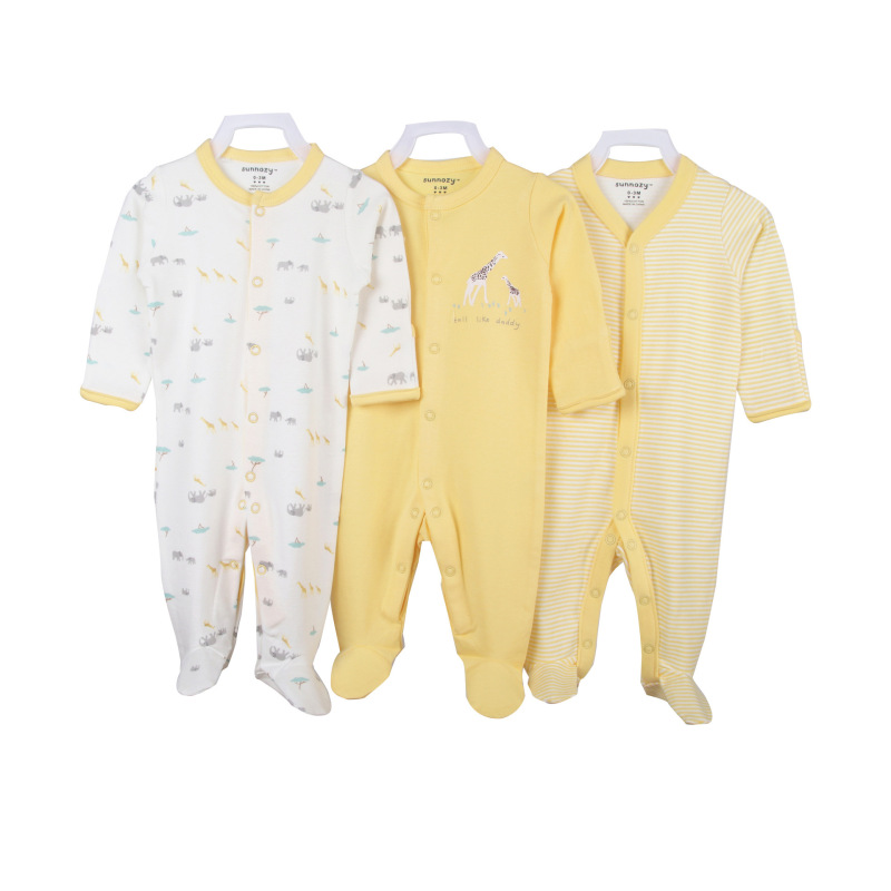 High Quality 3 Pcs Custom Cartoon Long Sleeve Newborn Baby  Boy Winter Clothes Romper