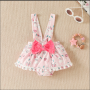 Conyson RTS Summer Letter Romper Suspender Shorts With Kneecap Three Pieces Cute Baby Girl Clothes Easter Kids Wear Clothing