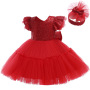 Conyson Wholesale Solid Flower Girl Sequined Princess Mesh Dress Christmas Party Wedding Tulle Tutu Girls Dresses