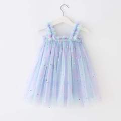 conyson wholesale new fashion sleeveless formal clothes party sequins sling strap frock summer tulle baby girls dress
