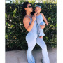 2022 Solid Color Top Sling Jumpsuit Mommy and Me Outfits Pullover Crewneck Sweatshirt Family Clothing Mother and Daughter Sets
