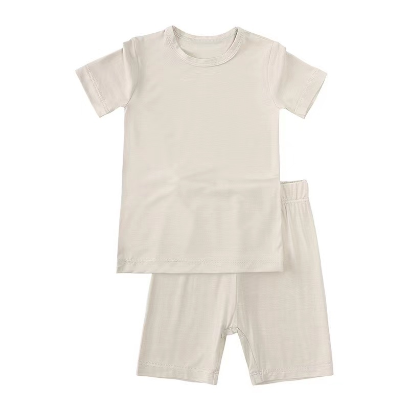 Conyson Hot Sale Custom Logo Short Sleeve Solid Cotton boutique 2pcs Suits Kids Boys Short Clothing Tracksuits
