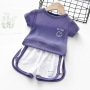 Conyson Wholesale Kids Summer Clothes Baby Girls Smile Letter Printed Casual Ice Silk Short Sleeve Sports Children Clothing Set