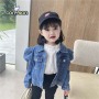 New Autumn Baby To Toddler Single Breasted Girl Puff Sleeve Baby Girls Jackets Denim Puffer Coat