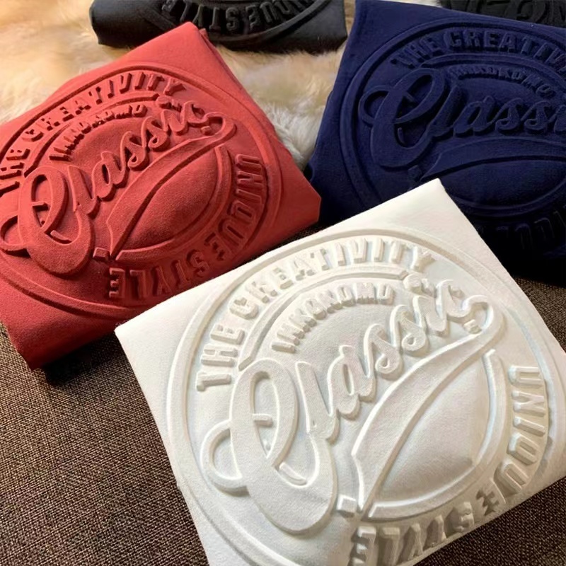 Conyson New Design Fashion 3d Three-dimensional Bump Embossed Tee Loose Fit Drop Shoulder Oversized Men's Vintage T-shirts