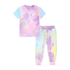 Conyson Wholesale Custom Summer sportswear Colorful Art Stationary Home Outdoor unisex Kids Clothing 2 Pieces Shirt Kids Sets