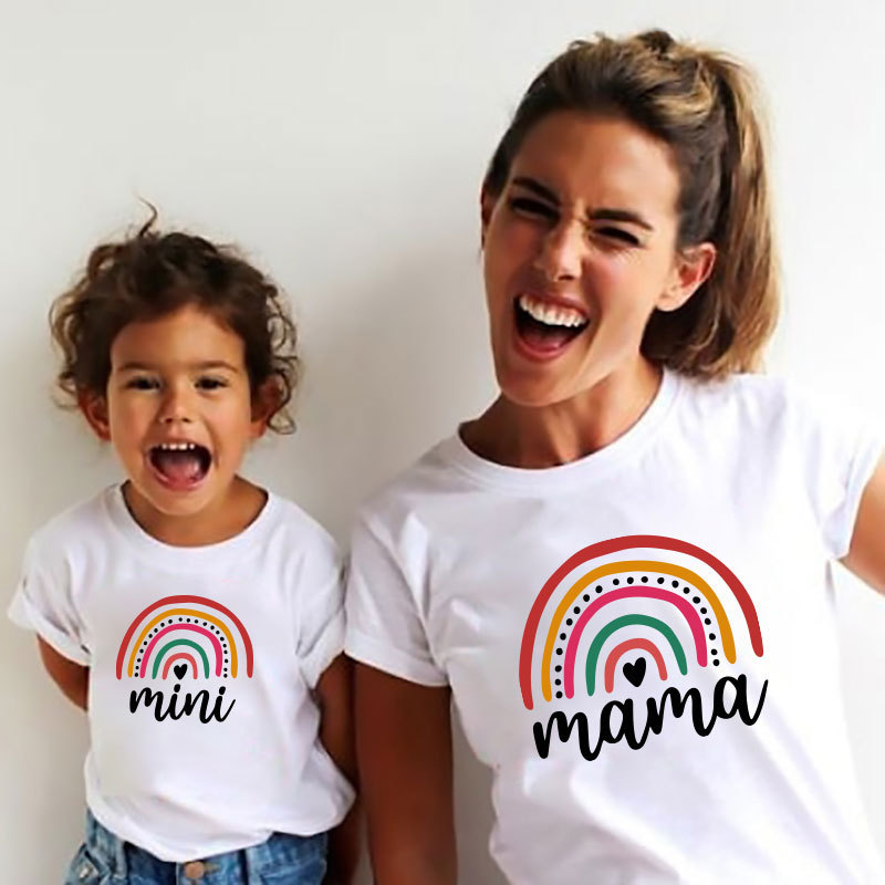Conyson Wholesale Kids Clothes Summer Short Sleeve Mommy and Me Custom Logo Family Matching Clothing T-shirt Love Print Women