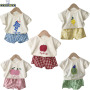 Conyson korea Fashion cotton Summer children Fruits tshirt square shorts 2 Piece Suit wear Toddler baby Boys girl's clothing set
