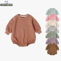 Conyson Newborn Boutique Fluffy Long Sleeve Unisex Autumn French Terry Bodysuit Organic Cotton Sweatshirt Baby Rompers