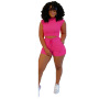 2023 Bulk New Design Summer Solid Shorts Custom LOGO Two Pieces Gym Wear Seamless Sleeveless Cozy jogger Women Matching Sexy Set