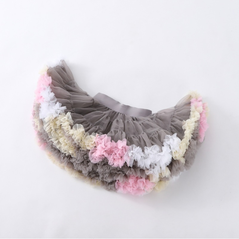 High Quality Mesh Solid Color Sweet Children Fashion Fluffy Tutu Girls Kids Short Skirts