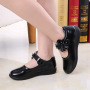 Conyson Wholesale Baby Girl Dress Shoes School Kids Soft Soled Princess Shoes Mary Jane Shoes With Flower Buckle Strap