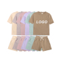 conyson wholesale two piece kids clothes set cotton short sleeve custom boys clothing sets summer kids sweatsuits