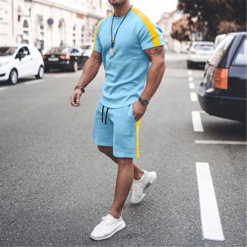 hot sale designers Custom logo Made Outdoor men's fashion jogger Clothes suit clothing summer two-piece adult t-shirts short Set