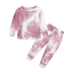 Conyson hot sale fashion Designer Non-hooded Long Sleeve TIE-DYE children clothes Girl autumn Kids wholesale Clothing Sets