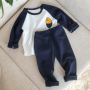 Conyson Latest Design Non-hooded Leisure Long Sleeve Cute Cartoon print patchwork color baby autumn cotton Kids Clothing Sets
