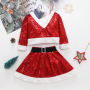 Conyson Toddler Kids Baby Girls Christmas Outfit Long Sleeve Red Princess Dress with Belt Children Santa Gifts Baby dress