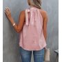 Conyson New Design Europeon Style Summer Halter Bowknot Leopard Print Sleeveless 10 Colors Loose Plain Satin waistcoat woman