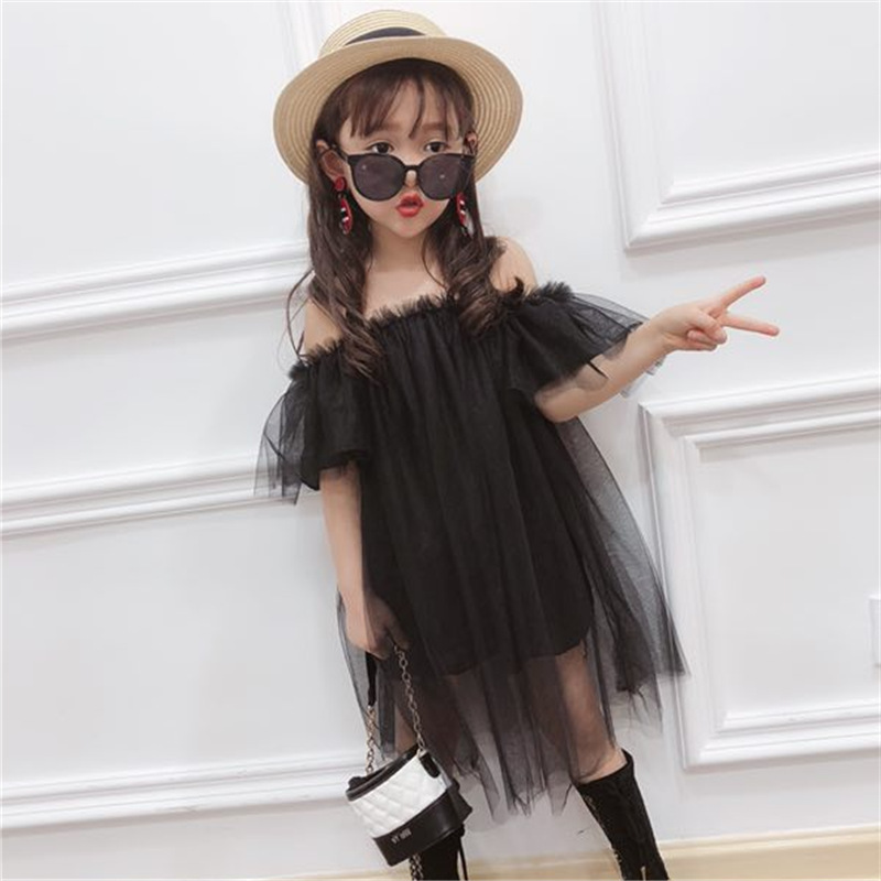 New Style Girl Skirt Dress Off-the-shoulder Mesh Fairy Girl Summer Clothes Pure Cotton Girls Skirt