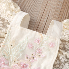 Conyson Wholesale Latest Design Summer Fluffy Lace Embroidery Boutique Flowers Girls Jumpsuit newborn Baby Rompers
