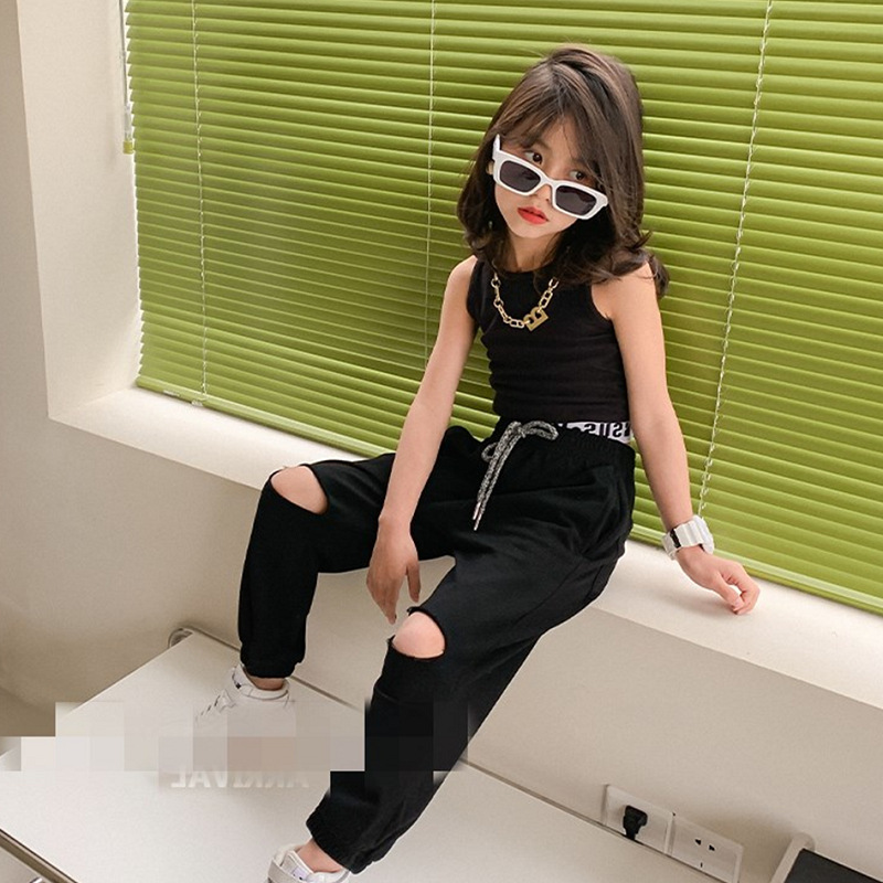 Conyson hot sale boutique summer korean fashion children clothes vest Infant baby Children's Girls casual Kids wear Clothing Set