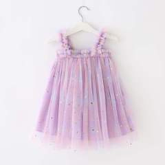 conyson wholesale new fashion sleeveless formal clothes party sequins sling strap frock summer tulle baby girls dress
