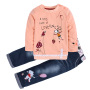 Conyson hot sale spring autumn children casual long sleeve print floral cotton tops denims baby kids clothes girls Clothing Set