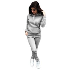 Wholesale Hot Sale High Quality Custom Tracksuit Long Sleeve Sport Gym Fleece Pullover Plain Crop Top Oversize Women's set
