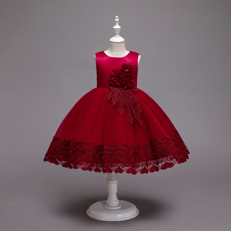Conyson hot sale Girl Dresses baby Kids clothing Fancy Formal flower Party Long Gown birthday princess Party Girl full dress