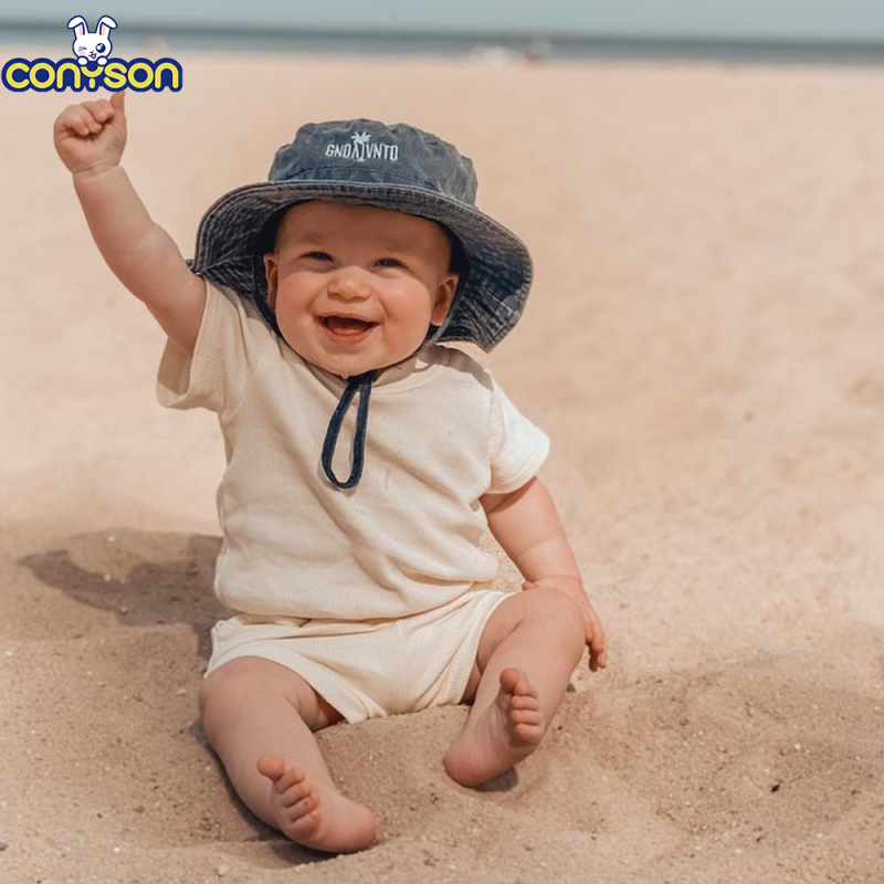 Cotton Casual Summer Newborn Baby Boys Girls Outfits Suit Ribbed Knitted Short Sleeve T-shirts Tops+Shorts 2Pcs Kids Tracksuits