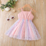Conyson Wholesale Mesh Vest Dresses Children Girls Casual Dress Boutique Cute Kid Girls Princess Party Fancy Dresses