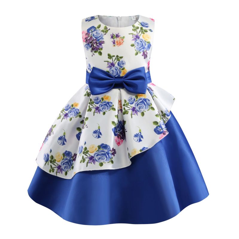 Conyson Kids Dresses Holiday Party Ball Gown Dress Halloween Costume Irregular Sleeveless Printed Girls Princess Flower Dresses