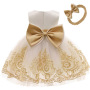 Wholesale Lace Bow Flower Girl Dress Party Wedding Birthday Kids Clothes Elegant Baby Girl Dress sleeveless frock