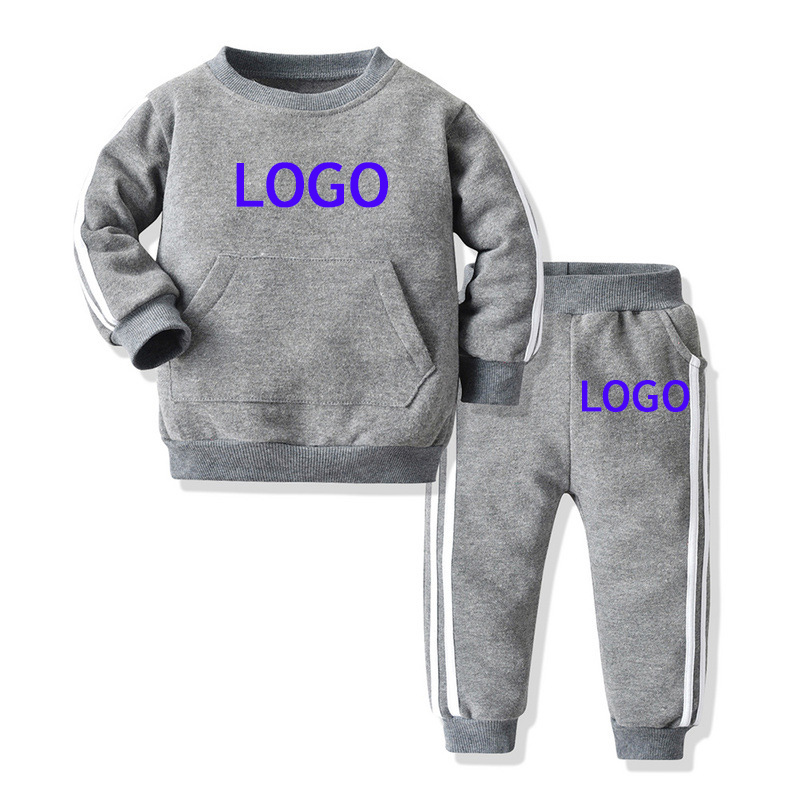 Conyson Custom Baby Clothing Sets Unisex Boy Girls Clothes 2Pcs Outfits Fleece Hooded Tops Pants Kids Tracksuit Sports Clothes