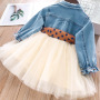 High Quality 2021 Leopard Belt Girl Summer Autumn Dresses Beautiful Kids tiered skirt Casual cowboy Clothing sets