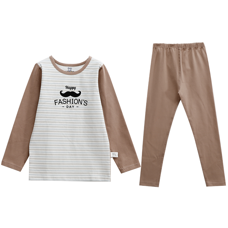 Soft And Comfortable Long Sleeve Cartoon Knitted Teen Kids Boy's Sleepwear Korean Pajama Set