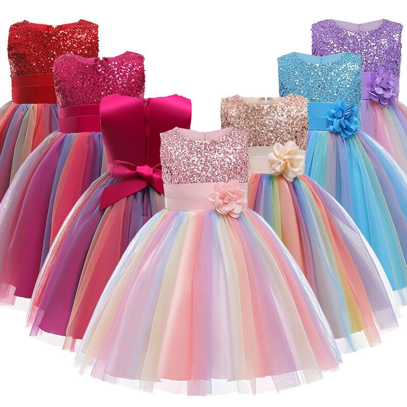 Conyson Summer Children Girls Mesh Long Party Dress Sleeveless Flower Boutique Kids Girl Dresses High Quality Formal Dresses