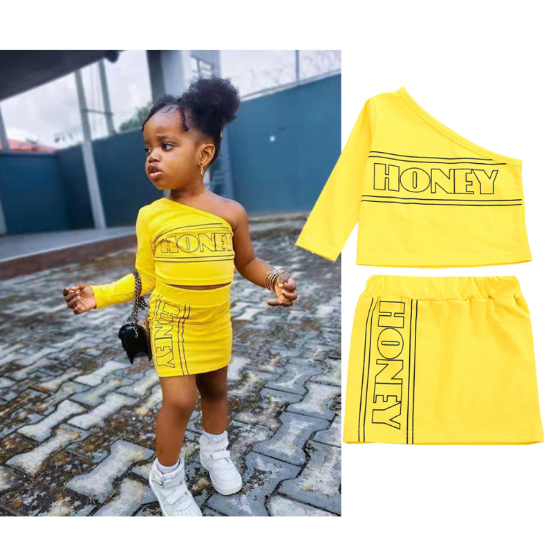 Conyson Wholesale Hot Sale Fashion Kids Clothes New Summer Boutique Little Girls Two Piece Kids Skirt Letter Print Sets Kids