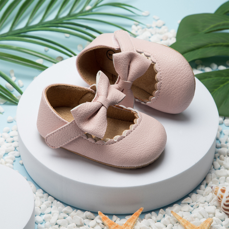 Conyson Hot Baby Casual Shoes Infant Toddler Bowknot Non-slip Rubber Soft-Sole Flat PU First Walker Newborn Bow Decor Leather