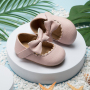 Conyson Hot Baby Casual Shoes Infant Toddler Bowknot Non-slip Rubber Soft-Sole Flat PU First Walker Newborn Bow Decor Leather