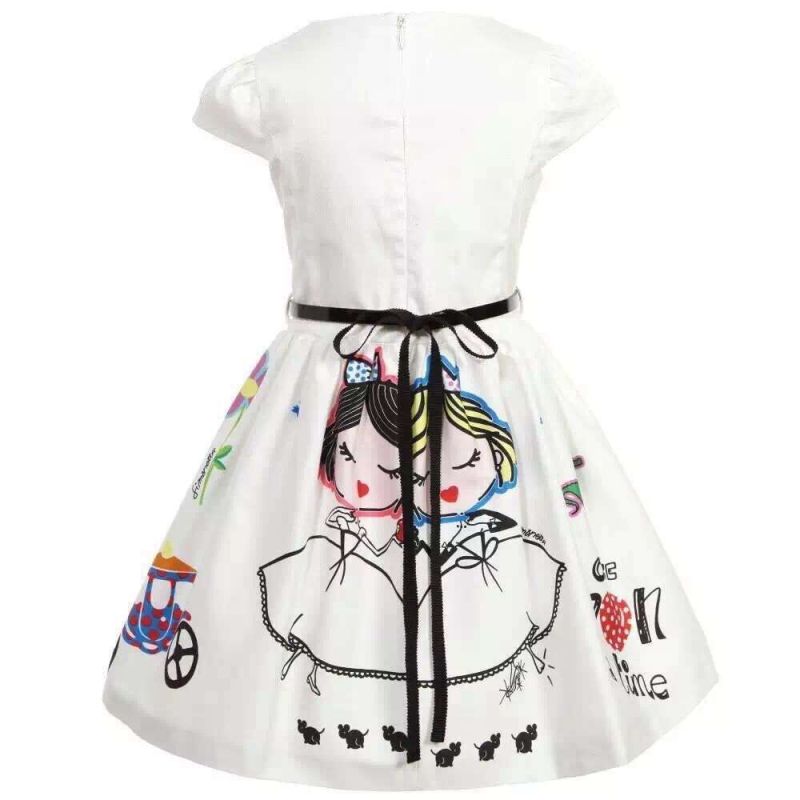 Vestido de verão infantil para meninas, com faixa para bebê, vestido de princesa, roupa infantil estampada, vestido de princesa para menina.