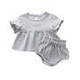 Children's 2021 New Comfortable Cotton And Linen Set Girls' Summer Short Sleeve 2piece Set Toddler Sets For Girls