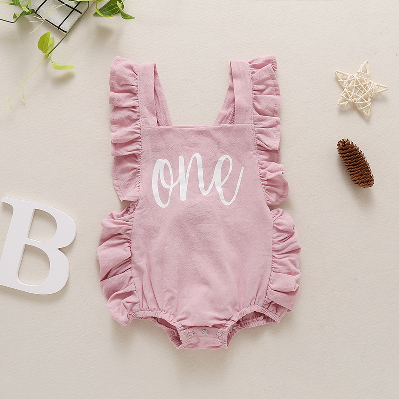 Conyson high quality summer Wholesale cotton Sleeveless pure color cartoon baby kids clothing Rompers new born clothes rompers