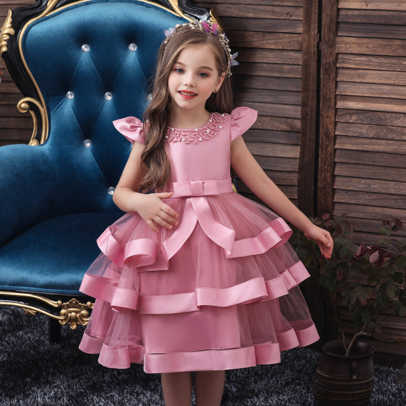 Hot Selling Multi-Layered Baby Girl Birthday Flower Girl Dresses Cotton Kids Clothes Girl Princess Party Dresses