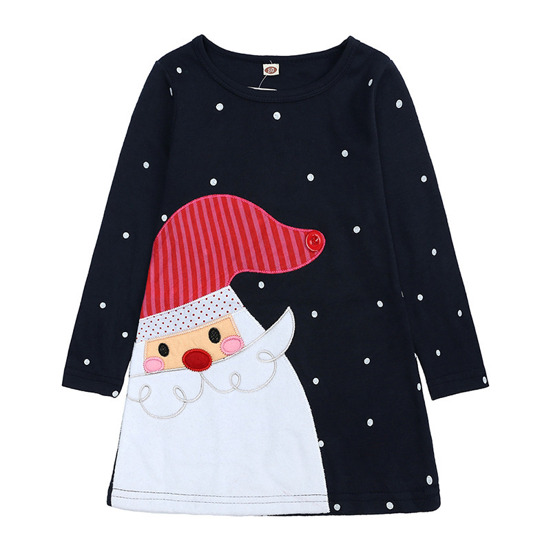 Conyson Hot Sale Sweet Autumn Winter Christmas Long Sleeves Infant Skirt Pure Cotton Baby Santa's New Year Girl's Striped Dress