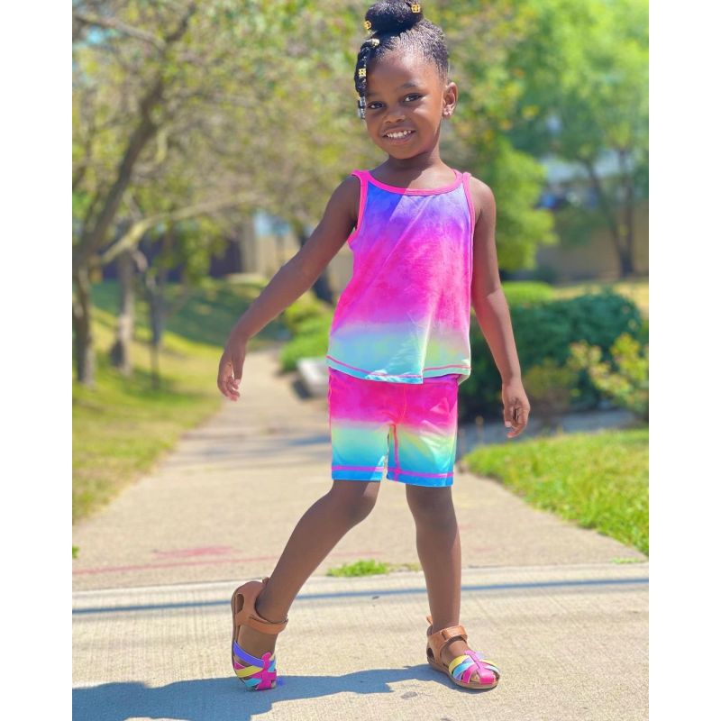 Conyson Fashion Summer Short Kids Girl Clothing Set Colours Sleeveless Vest Shorts 2 Pieces Casual Outdoor Outfits